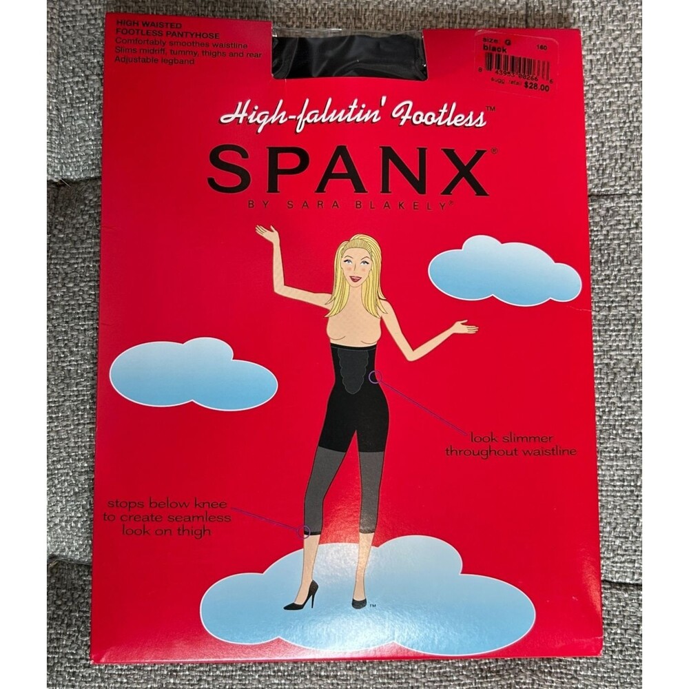 SPANX Highwaist Footless Pantyhose Size G Black Color